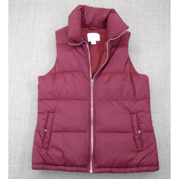 OLD NAVY Puffer Vest Size Small Maroon Red Zipper - Picture 1 of 16